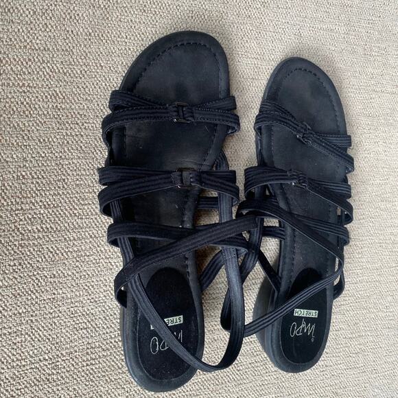Strappy Sandals black size 7 comfy Transitional Fall Work Office Night Out - Picture 3 of 6
